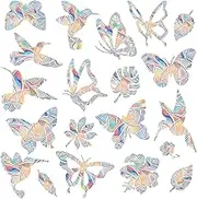 Lystaii 38 Pcs Window Clings Rainbow Decals Stickers for Anti Collision Bird Strikes Prevention on Glass Windows - Transparent Suncatcher Stickers (Bird, Butterfly, Leaf)