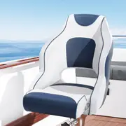 1X Seamanship Captain Bucket Boat Seats Flip Up Bolster Swivel 15cm Padding Blue