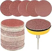 Yakamoz 50Pcs 2 Inch Rotary Sanding Disc Sander Pads Sandpaper Kit with 1/8 Inch Shank Hook and Loop Sanding Backing Pad Holder Plate for Dremel Drill Grinder Rotary Tool
