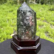 Top! 0.62kg Natural Ghost Quartz Obelisk Reiki Crystal Wand Point Tower + Stand