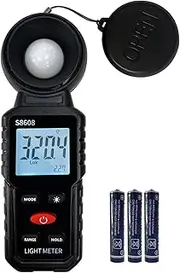 Digital Illuminance Light Meter Tester 200,000Lux Meter (18,500FC) Luxmeter Lighting Intensity Brightness Measurement Tool for Indoor Outdoor Grow Plants Film Photography lumens LED Photometer
