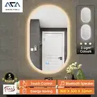 Bathroom Wall Vanity Oval Makeup LED Mirror Frosted Edge Touch Bluetooth Fogless