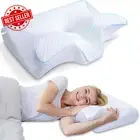 Cervical Neck Pillow Memory Foam Pain Relief for Side Back Stomach Sleeper White