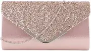 [MEGAUK] Women's Clutch Glitter Elegant Evening Bag Shiny Handbag Envelope Bag Rhinestone Clutch Bag with Chain for Wedding Prom Party