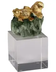 [Vicky Yao] Exclusive Design Medium Luxurious Goldfish Natural Crystal Table Art in Gold