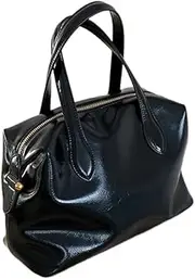 [CJLWSLCO] Handbags for Women Soft Leather Large Bags for Ladies Top Handle Satchel Shoulder Bag Large Capacity Bag Pure-coloured foreign-style soft leather patent zip soft collapsed senior sense of han