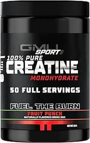 GMU SPORT Creatine Monohydrate Flavored Drink Powder - Fruit Punch. 50 Servings (7.7g per). Build Lean Muscle with Creatine!