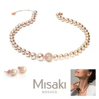 在飛比找長榮樂e購優惠-MISAKI ENJOY玫瑰金珍珠項鍊及耳環套組