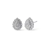 Pear Shape Composite Earrings with 0.15ct of Diamonds in Sterling Silver