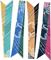 [LIFKOME] Headwrap Scarf 4 Pcs Set Kerchief Dotted Printed Scarf Essential for Period Costumes