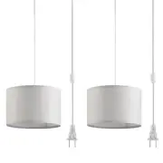 2 Pack Plug in Pendant Light, Hanging Light with 15Ft Clear Cord, French grey