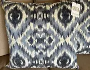 CALLISTO HOME COASTAL MODERN IKAT METALLIC VELVET PILLOW FEATHER DOWN 22X22 $249