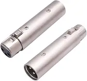 2Pcs XLR Adapter XLR Male to Female Adapter XLR Female to Male Microphone O Converter Zinc Alloy Shell 3 Pin Female Cable Adapter Silver
