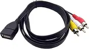 USB to 3RCA Cable, Haokiang 5 Feet/1.5m USB 2.0 Female to 3 RCA Male Jack Splitter Audio Video AV Composite Adapter Cord Cable (USB F/3RCA M)