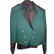 Men Prince Charlie Scottish Kilt Jacket with Waistcoat Vest Traditional Wedding