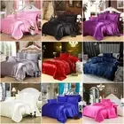 Silk Satin Black Duvet Doona Quilt Cover Sheet Set Queen King Bedding Pillowcase
