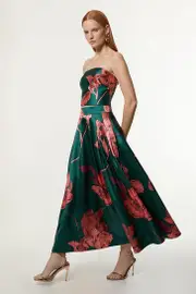 Tall Floral Print Woven Prom Midi Skirt