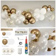 Balloon Garland Arch DIY Kit 1.7m - White Gold Birthday Wedding Party