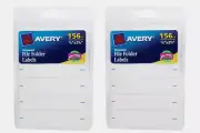 2 ~ Avery File Folder LABELS 156 pk White Permanent Tabbed 0.625" x 2.75" NEW!!