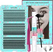 Eyelash Extension Kit 300PCS, Individual Lash Clusters D Curl, DIY Lashes Extensions Kit With Lash Bond and Seal Eyelash Tweezers False Eyelashes for Self Application(PP304050,D-Mix10-18 kit)