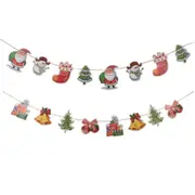 2x Christmas Banner Hanging Decor Flag Santa Snowman Xmas Garland Ornaments