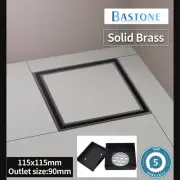 Brass 115x115mm Square Black Bathroom Shower Tile Insert Floor Grate Waste Drain