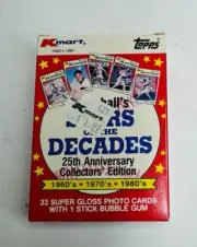 1987 Topps KMART Baseball’s STARS of the DECADES 33 Glossy Baseball CARD Set