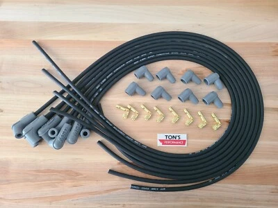 42" MSD 8.5mm Universal Unassembled 90 Degree Spark Plug Boots BLACK DIY v8