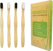 [EasyHonor] Extra Soft Toothbrush, Natural Bamboo Toothbrush with Micro Fur Ultra Soft 20,000 Bristles, 4-Pack for Adults