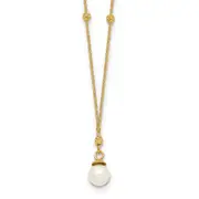 18 Inch 14K Beaded Chain W/5mm Freshwater Cultured Pearl Necklace