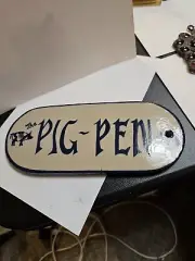 The Pig Pen. Hand-Painted Vtg 9” Glazed Ceramic Art Tile Wall Dacor