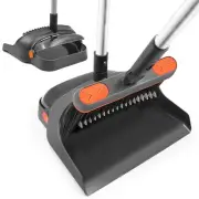 Broom with Dustpan Combo Set, 54'' Extendable Long Handle Broom, 180 Degree R...