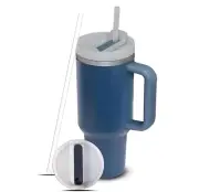 Tumbler 40oz Stainless Steel Tumbler with Lid and Straw DoubleWall Vacuum blue