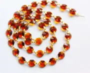 3FT Amber 14MM Octagon Crystal Prism Beaded Chandelier Lamp Part Wedding Garland