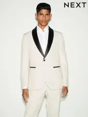 Ecru Slim Fit Tuxedo Suit Jacket (N54915) | $135