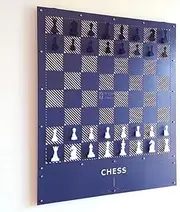 Wall Mount Upright Magnetic Chess Set, Metal Chess Board Game with 32 Magnetic Black & White Chess Pieces for Training Practice Competition