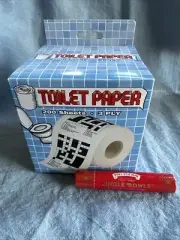 Toilet paper crossword puzzle with POO~POURRI toilet spray jingle bowls Gag Gift