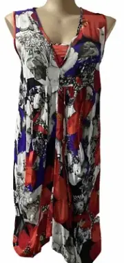 TS Taking Shape Plus Sz 20 M Floral Tribute Slouch Dress Drawstring Back NWT