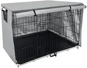 Dog Crate Cover, Heavy Duty Oxford Fabric Garden Courtyard Dog Cage Protector (Grey, 124.5 x 79 cm)