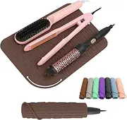 Arsmonjeal mat for Hair Tools - Silicone Hair Tool Organizer, Curling Iron Holder & Heat mat for Straightener - Travel-Friendly & Easy to Carry (Coffee Brown)