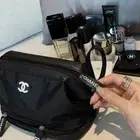 New CHA-NELSparkling Black Cosmetic Makeup Pouch Women Make-Up Case Clutch Bag