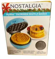 Nostalgia MyMini Snowman Waffle Maker, 5" Kids Breakfast Brunch Dorm Camper NIB