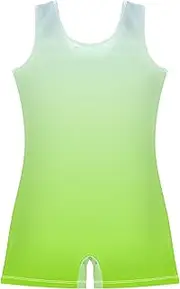 [GAIGEO] Girls Gymnastics Leotards Toddler Elegant Blue Fruit Green Gradient Unitards Leotards with Shorts Leotard 2-3t