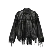 [Balenciaga] Balenciaga Fringed Leather Jacket I NUMERIC BLACK