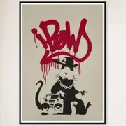 Galrie Banksy Gangsta Rat Art Print - Iconic Urban Rebellion Poster, 2004, Black Frame, A1 60 x 84cm (23 x 33inch)