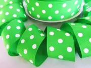 5 yards Apple Green/White Polka Dots Grosgrain 1.5" Ribbon 38mm Wide/Craft R20-R