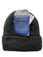 IGLOOS Knit Black Winter Hat OSFM Warm Fleece Lined 3M Thinsulate NWT