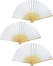 [TPZORJX] 3 Small Fabric Cooling Fan Summer Folding Hand Fan with Tassels and Fan Bag - Wedding Gift Dance Recital Decoration