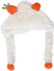 [SHERCHPRY] Easter Party Cosplay Hat for Women Adorable Plush Beanie Cap Carrot Ears Ear Protection Soft Warm Headwear for Cold Weather Beige