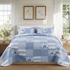 ENJOHOS Blue Patchwork Quilt Set Queen Bedspread Queen Size Quilt Quilted Coverl